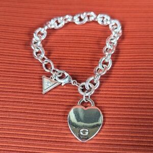Guess Silver Heart Charm Bracelet